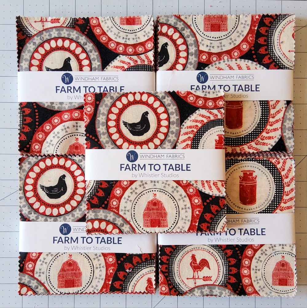 Cotton Quilting Craft Fabric Charm Pack Farm To Table Whistler Windham Red Black
